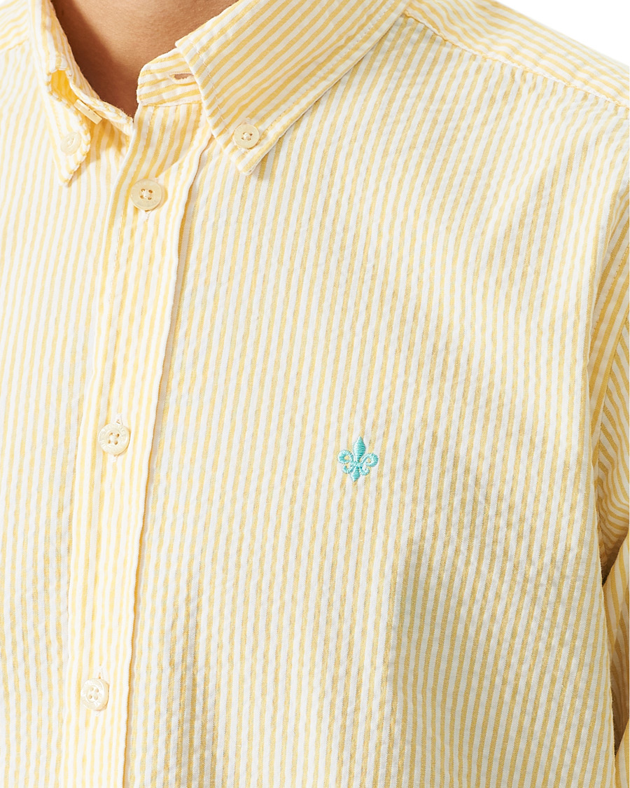 Herr | Skjortor | Morris | Seersucker Striped Button Down Shirt Yellow