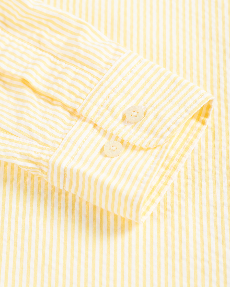 Herr | Skjortor | Morris | Seersucker Striped Button Down Shirt Yellow