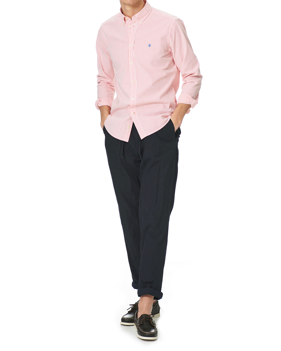 Herr | Skjortor | Morris | Seersucker Striped Button Down Shirt Orange