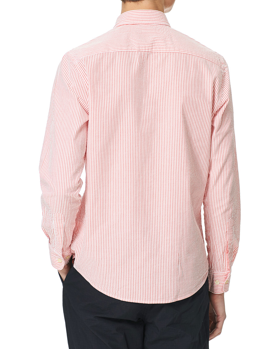 Herr | Skjortor | Morris | Seersucker Striped Button Down Shirt Orange