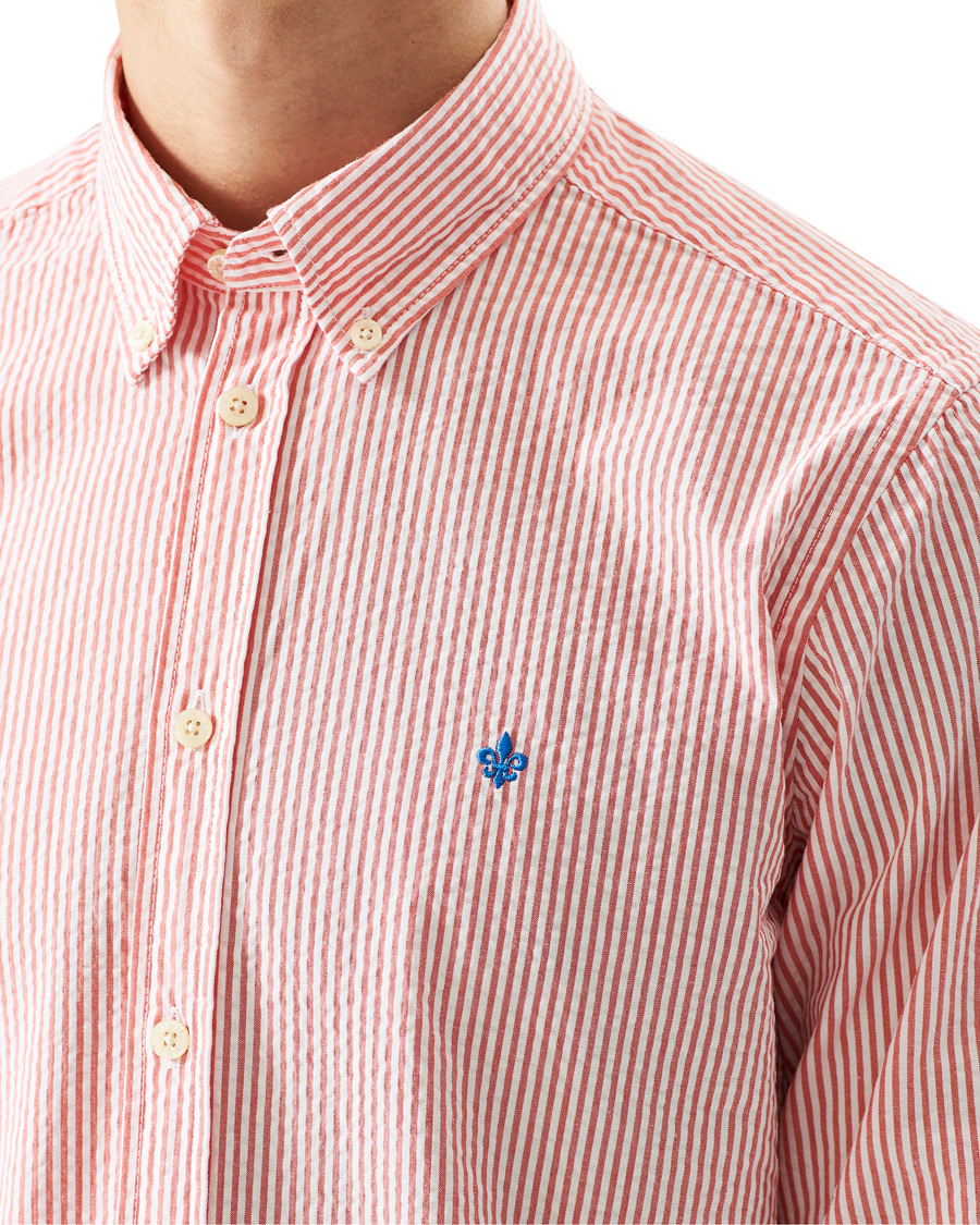 Herr | Skjortor | Morris | Seersucker Striped Button Down Shirt Orange