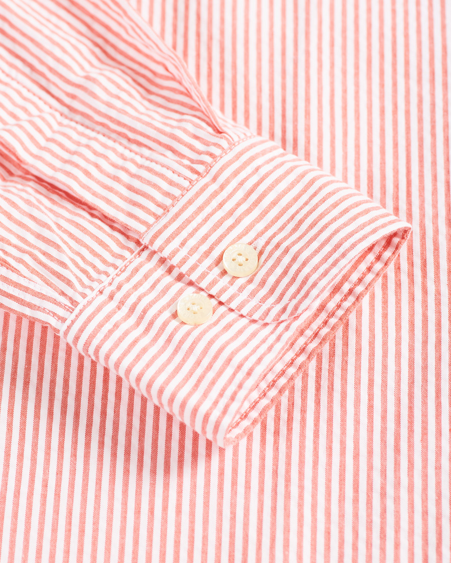 Herr | Skjortor | Morris | Seersucker Striped Button Down Shirt Orange