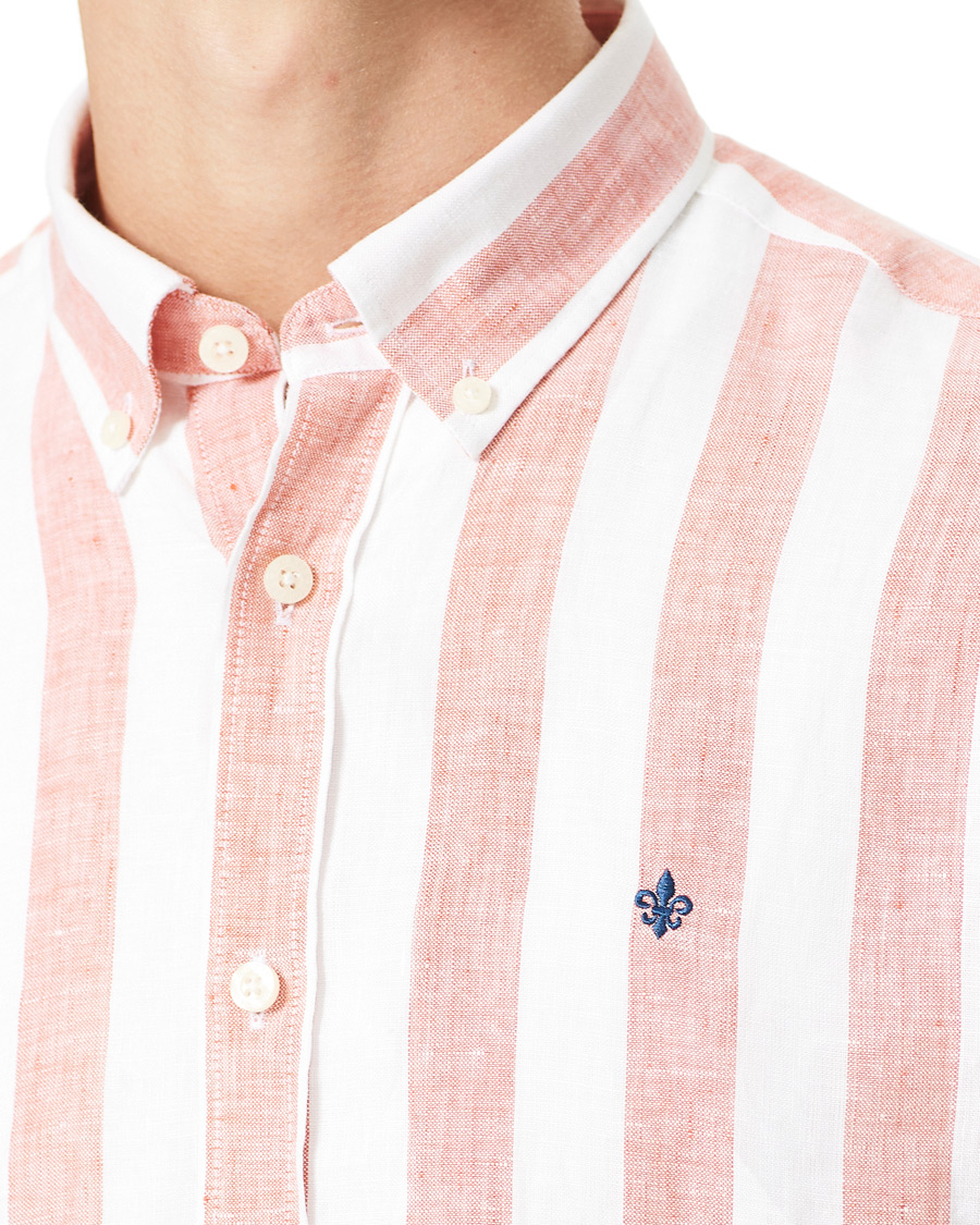 Herr | Skjortor | Morris | Douglas Striped Linen Button Down Shirt Orange