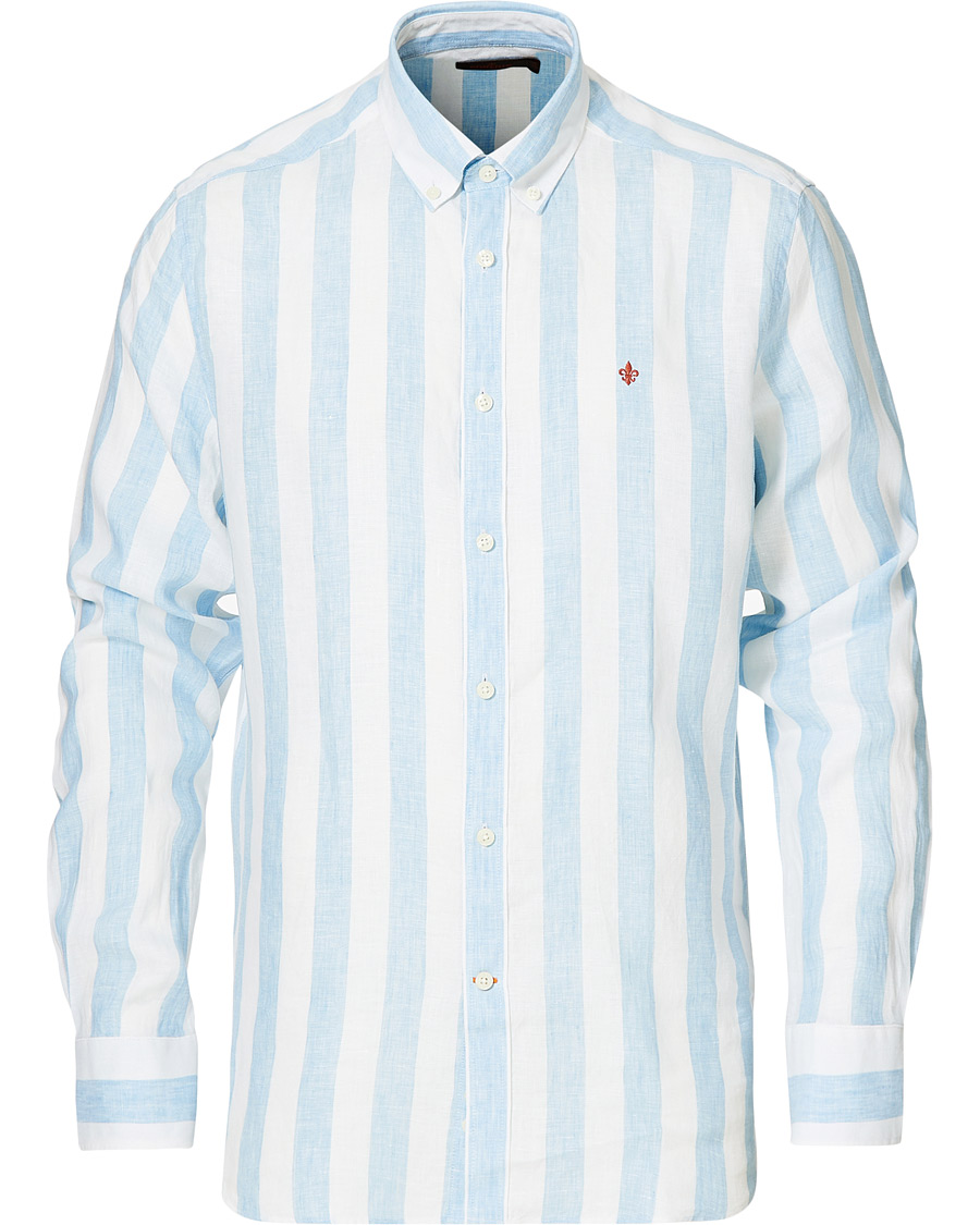 Herr | Skjortor | Morris | Douglas Striped Linen Button Down Shirt Light Blue