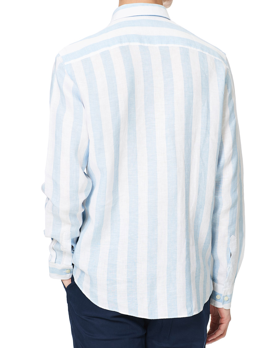 Herr | Skjortor | Morris | Douglas Striped Linen Button Down Shirt Light Blue