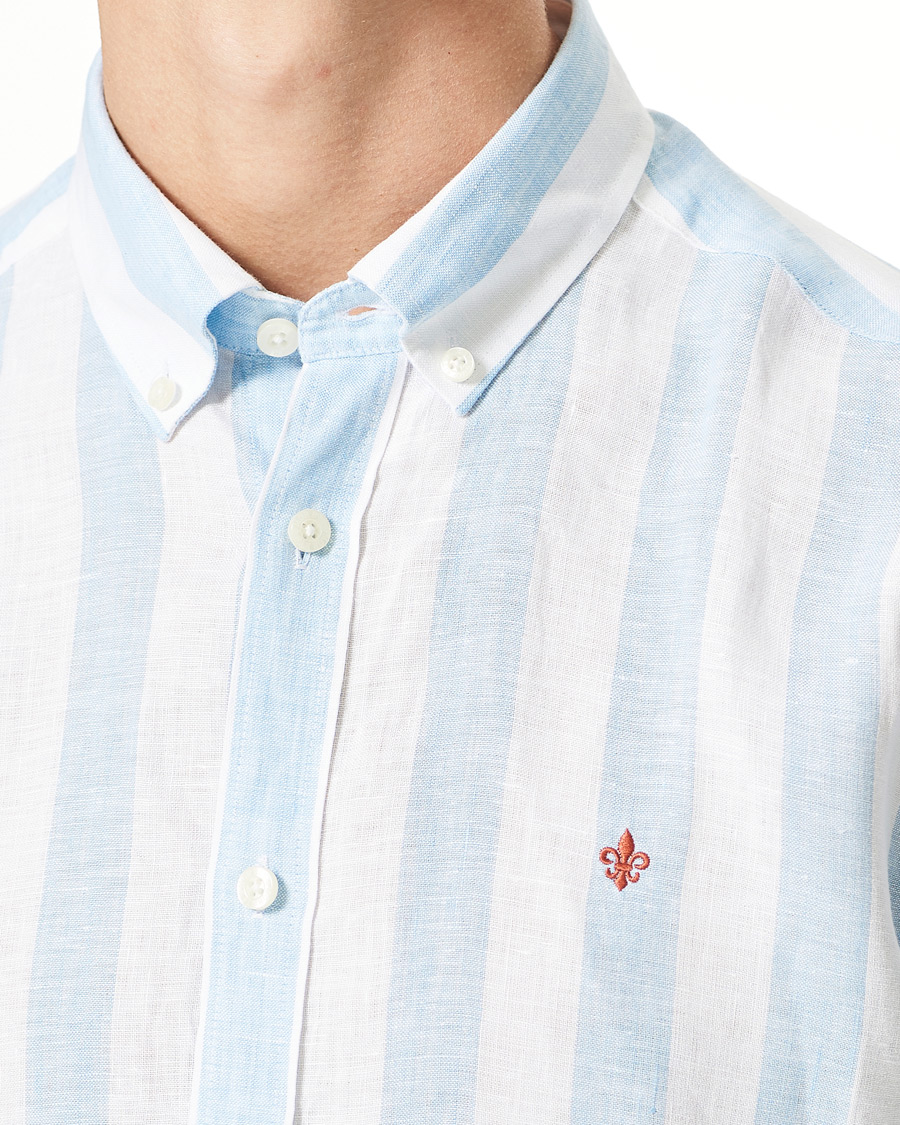 Herr | Skjortor | Morris | Douglas Striped Linen Button Down Shirt Light Blue