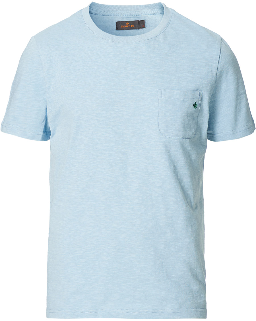 Herr | T-Shirts | Morris | Lily Slub Pocket Crew Neck Tee Light Blue