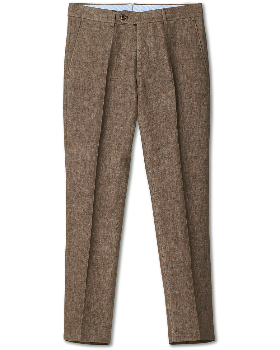 Herr | Byxor | Morris | Rodney Linen Trousers Brown