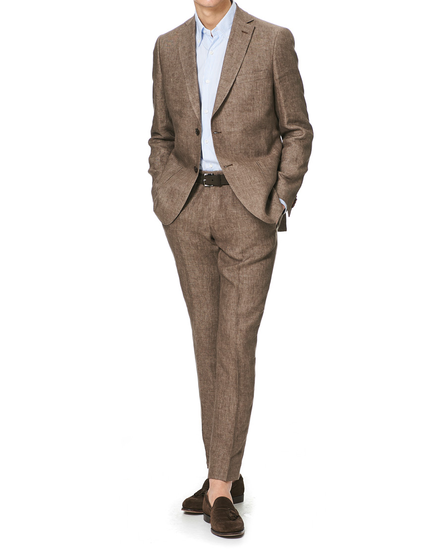Herr | Byxor | Morris | Rodney Linen Trousers Brown