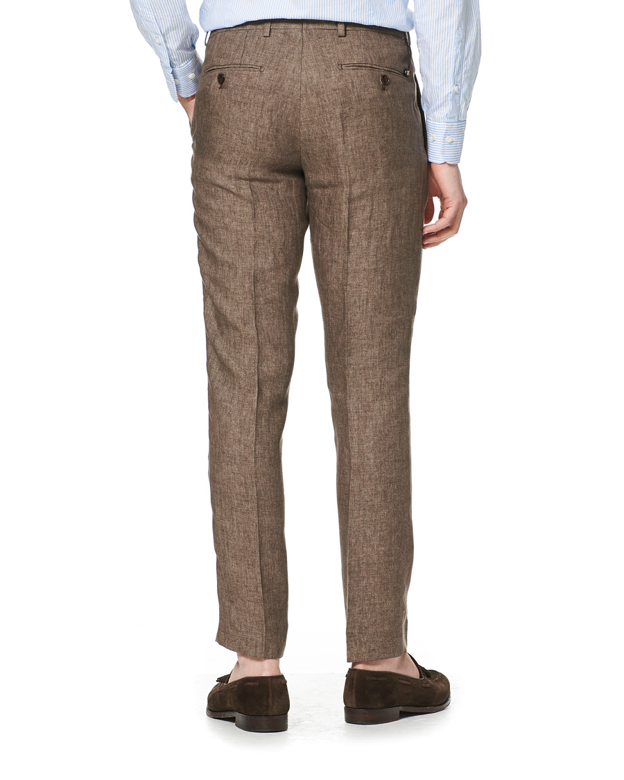 Herr | Byxor | Morris | Rodney Linen Trousers Brown