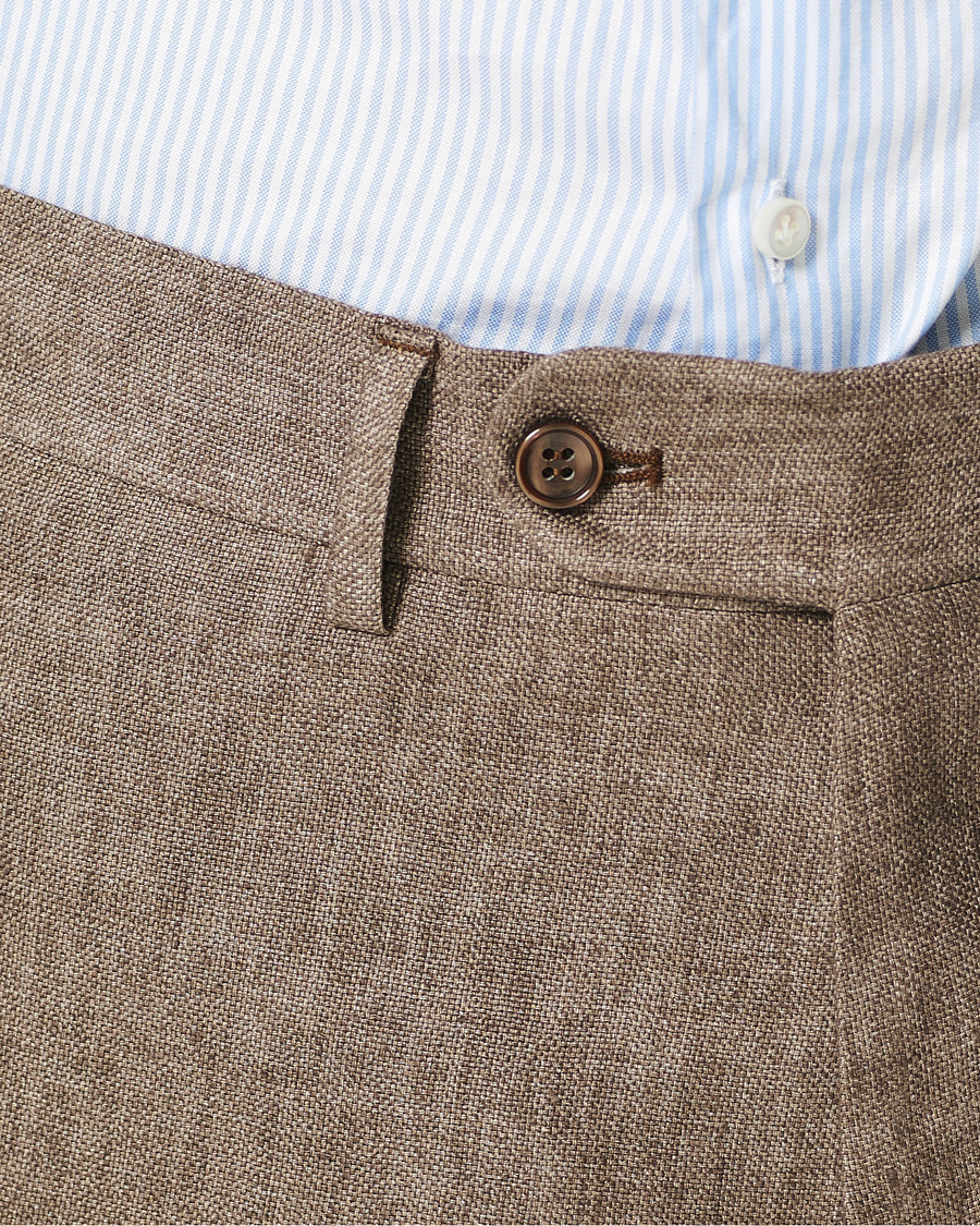 Herr | Byxor | Morris | Rodney Linen Trousers Brown