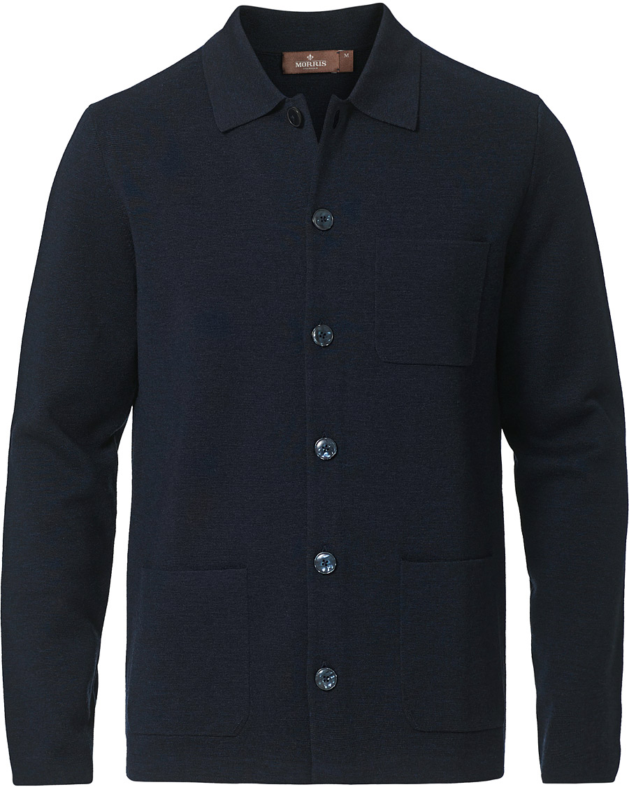 Herr | Tröjor | Morris Heritage | Knitted Shirt Jacket Navy