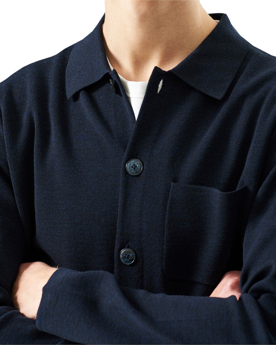 Herr | Tröjor | Morris Heritage | Knitted Shirt Jacket Navy