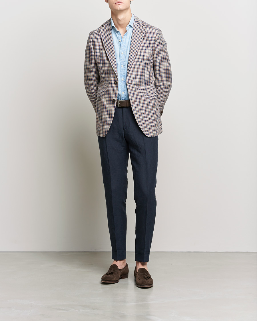 Herr | Kavajer | Morris Heritage | Mike Patch Pocket Checked Blazer Brown