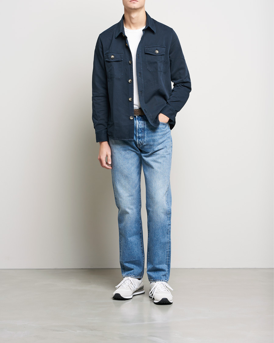 Herr | Skjortor | Morris | Sanford Light Cotton Overshirt Navy