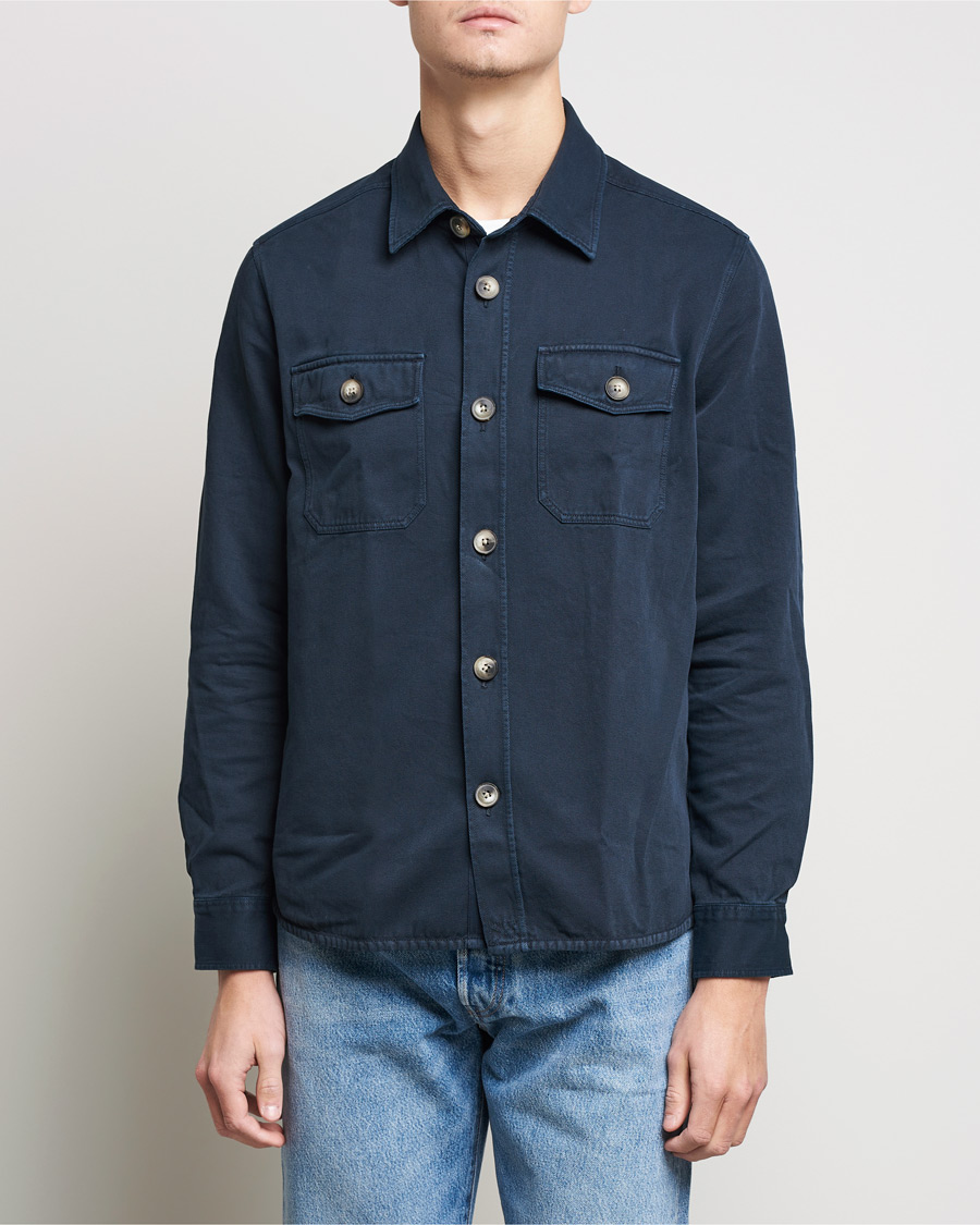 Herr | Skjortor | Morris | Sanford Light Cotton Overshirt Navy