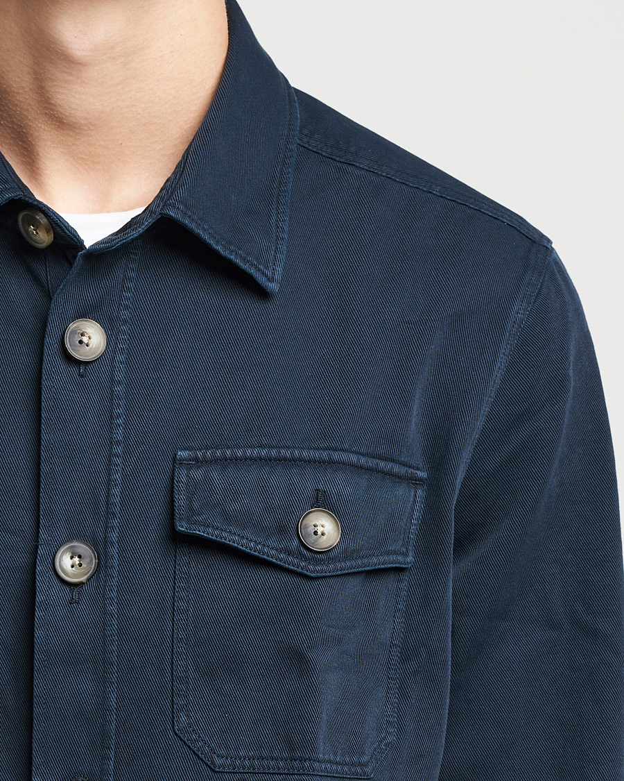 Herr | Skjortor | Morris | Sanford Light Cotton Overshirt Navy