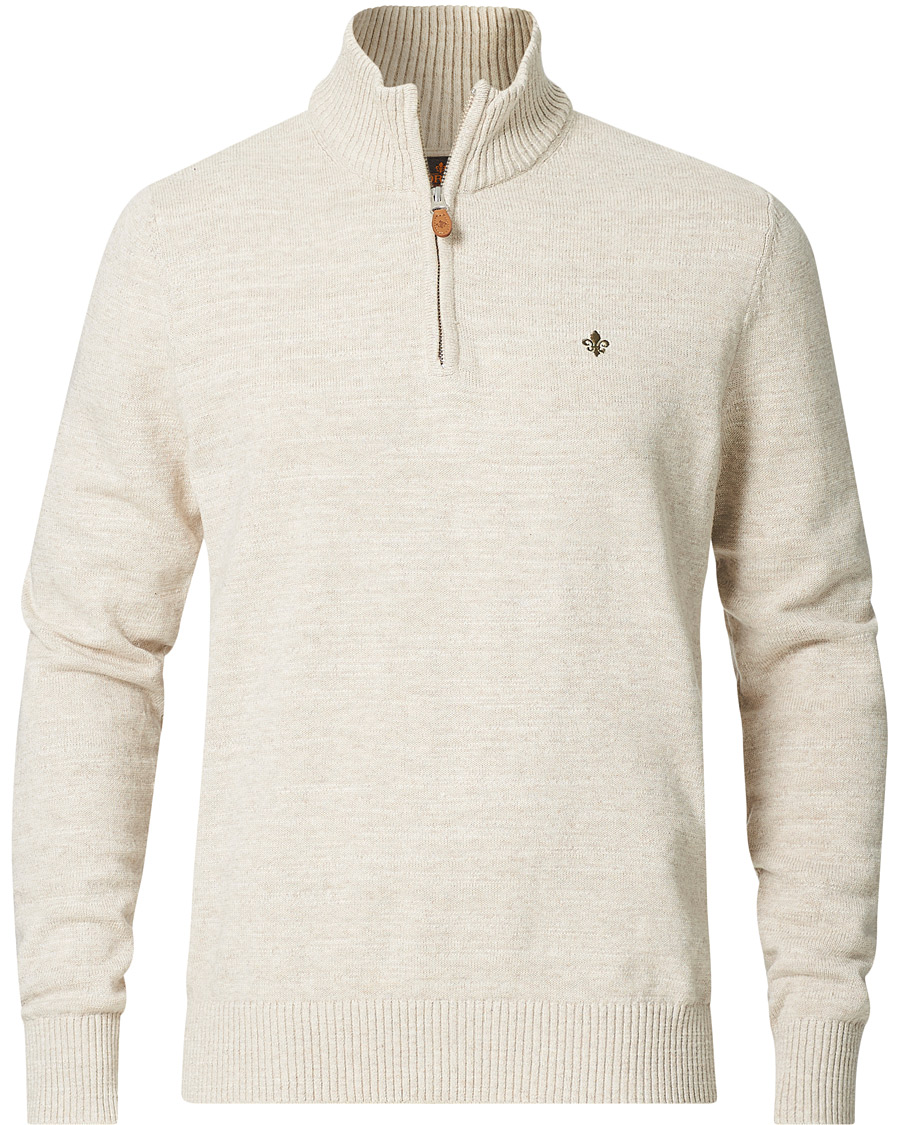 Herr | Tröjor | Morris | Randall Cotton Half Zip Ecru