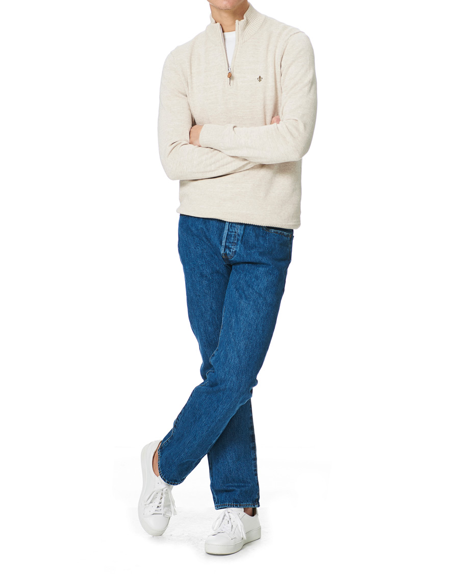 Herr | Tröjor | Morris | Randall Cotton Half Zip Ecru