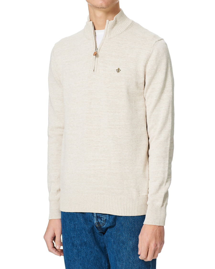 Herr | Tröjor | Morris | Randall Cotton Half Zip Ecru