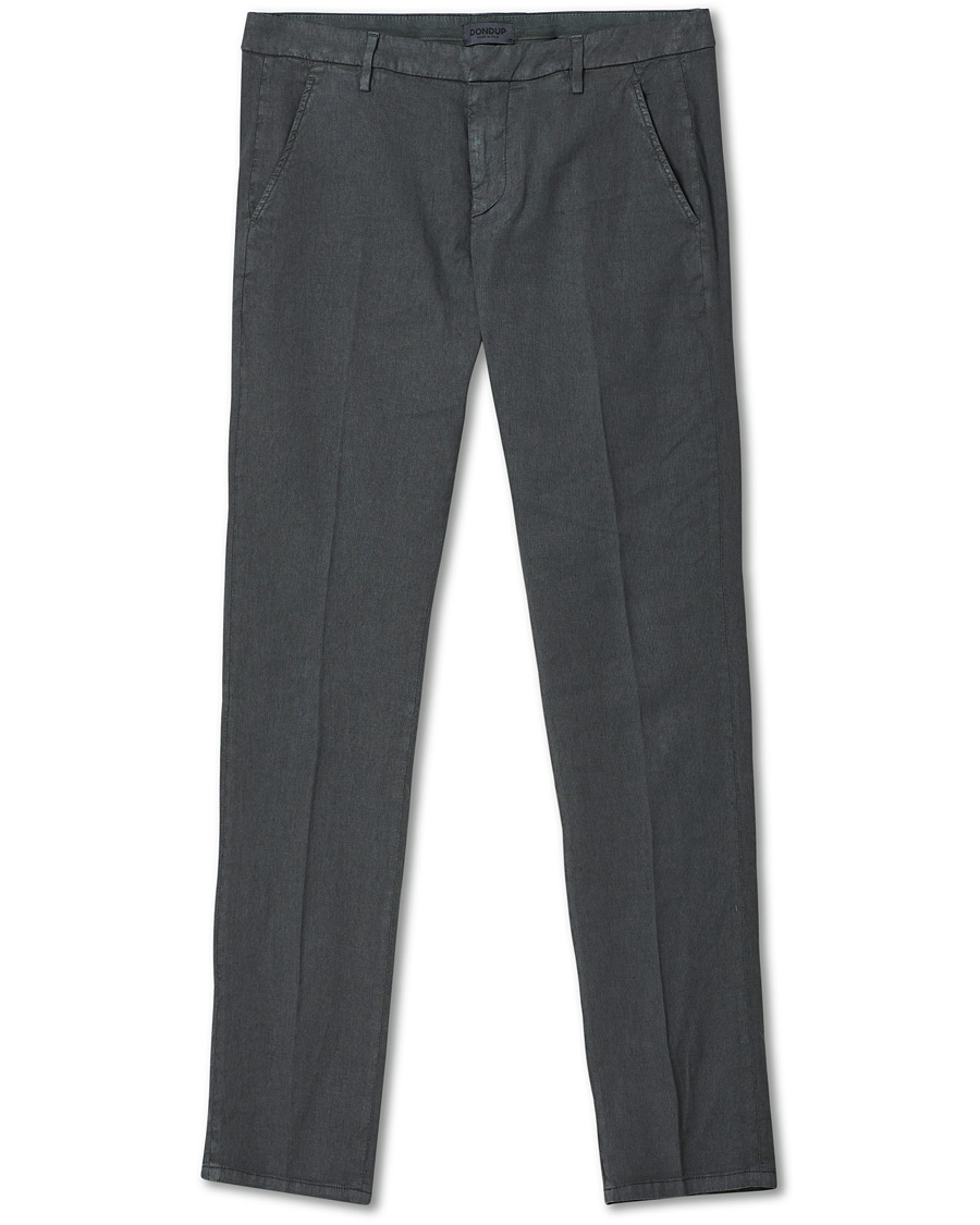 Herr | Byxor | Dondup | Gaubert Linen Stretch Chinos Dark Grey