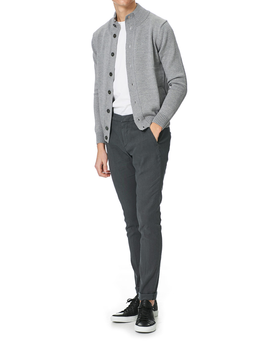 Herr | Byxor | Dondup | Gaubert Linen Stretch Chinos Dark Grey