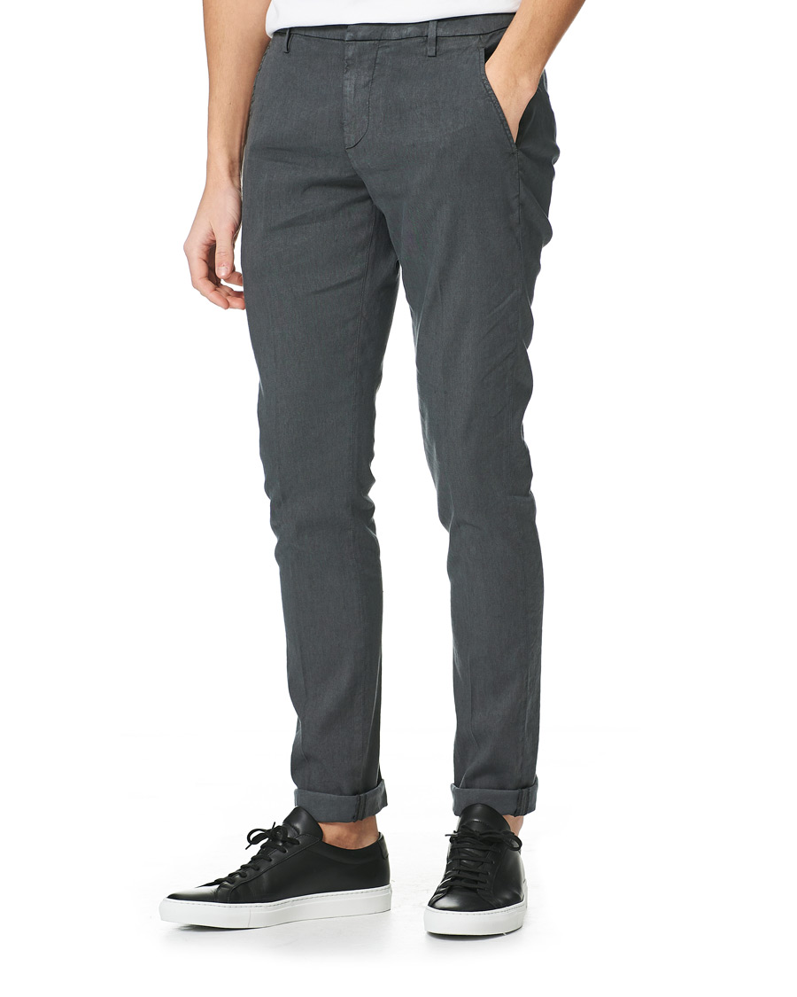 Herr | Byxor | Dondup | Gaubert Linen Stretch Chinos Dark Grey