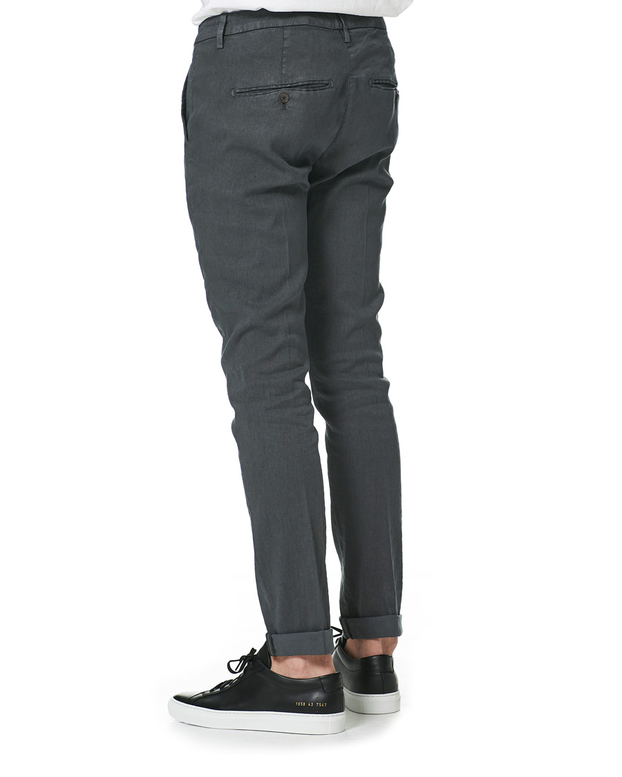 Herr | Byxor | Dondup | Gaubert Linen Stretch Chinos Dark Grey