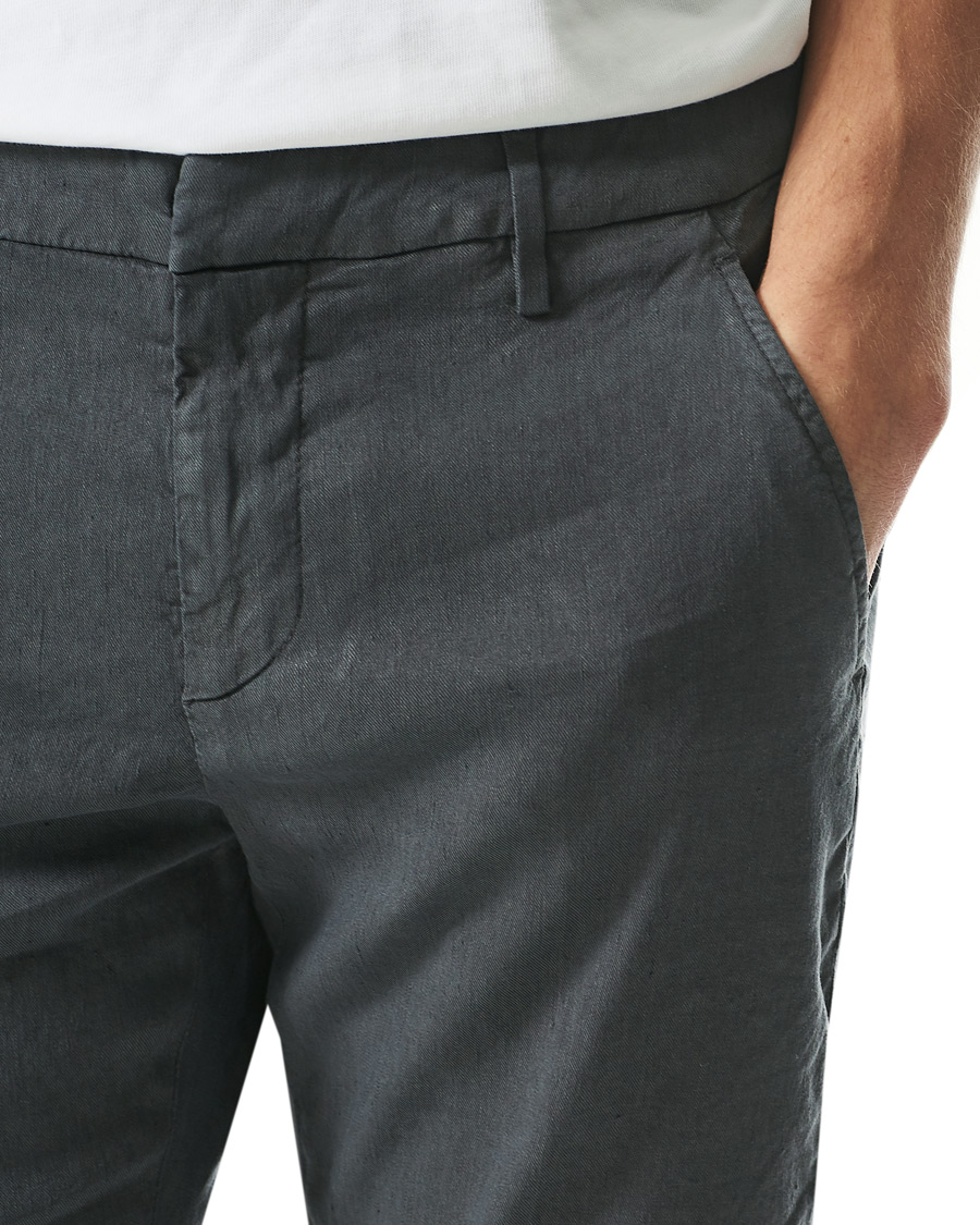 Herr | Byxor | Dondup | Gaubert Linen Stretch Chinos Dark Grey