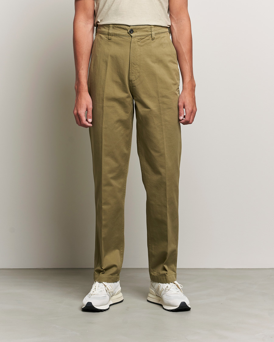 Herr | Best of British | Drake's | Flat Front Cotton Chino Olive