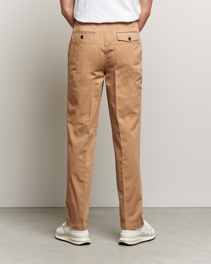 Herr | Byxor | Drake's | Flat Front Cotton Chino Brown