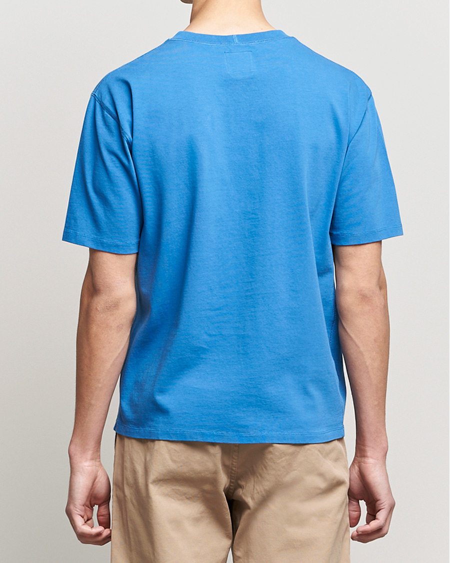 Herr | T-Shirts | Drake's | Cotton Hiking Tee Blue