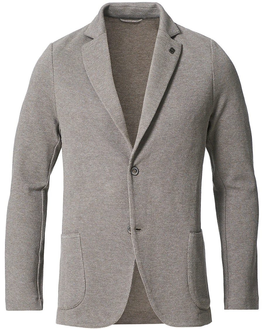 Herr | Kavajer | Gran Sasso | Structured Cotton/Linen Blazer Grey/Brown