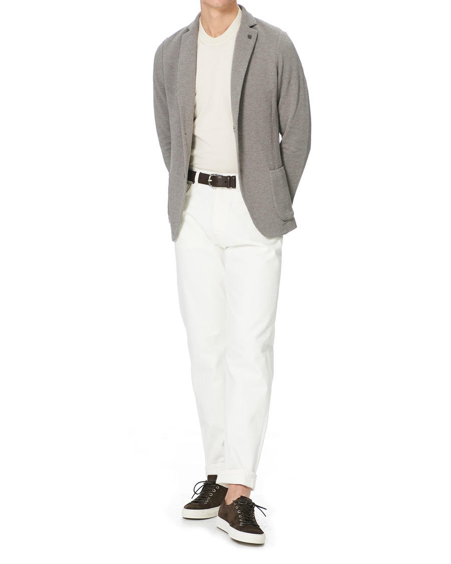 Herr | Kavajer | Gran Sasso | Structured Cotton/Linen Blazer Grey/Brown
