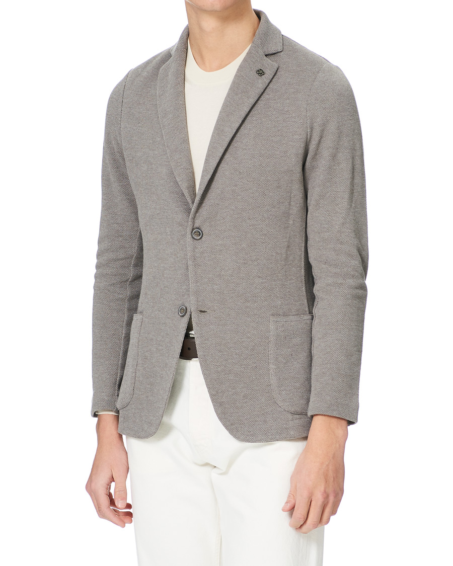 Herr | Kavajer | Gran Sasso | Structured Cotton/Linen Blazer Grey/Brown