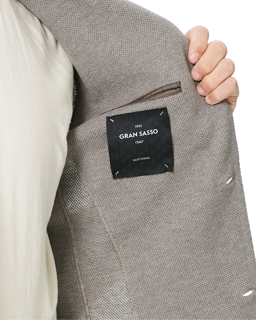Herr | Kavajer | Gran Sasso | Structured Cotton/Linen Blazer Grey/Brown