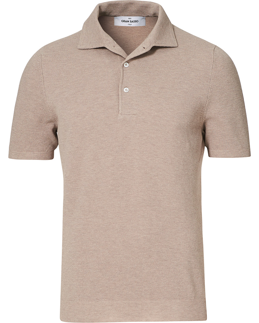 Herr | Pikéer | Gran Sasso | Knitted One Piece Collar Polo Beige