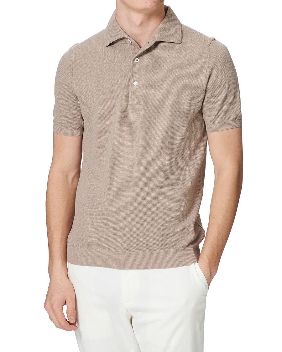 Herr | Pikéer | Gran Sasso | Knitted One Piece Collar Polo Beige