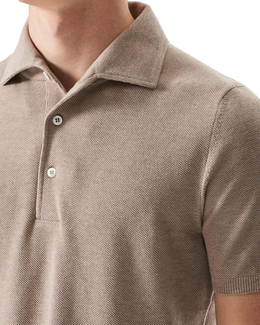 Herr | Pikéer | Gran Sasso | Knitted One Piece Collar Polo Beige