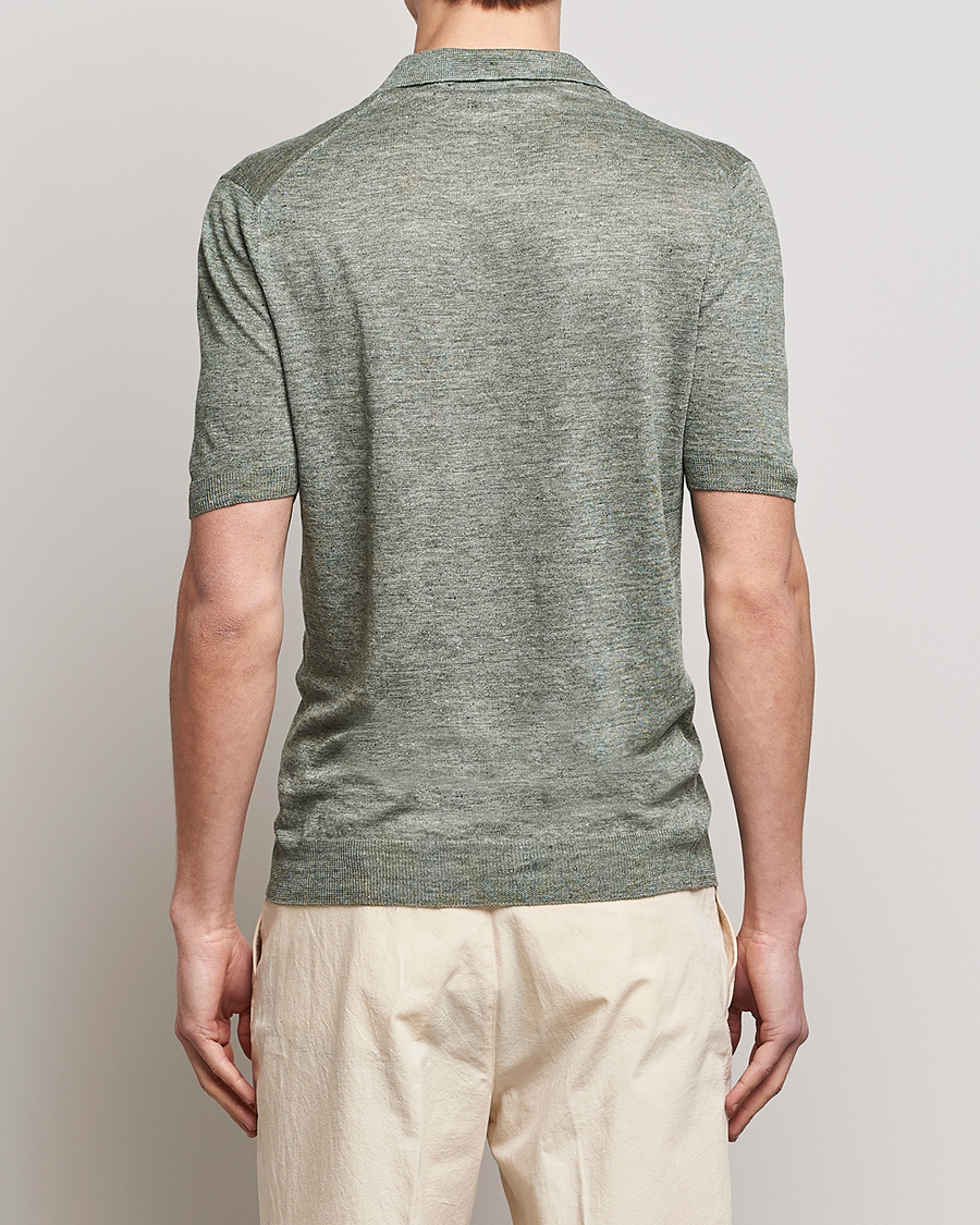 Herr | Pikéer | Gran Sasso | Knitted Linen Polo Green