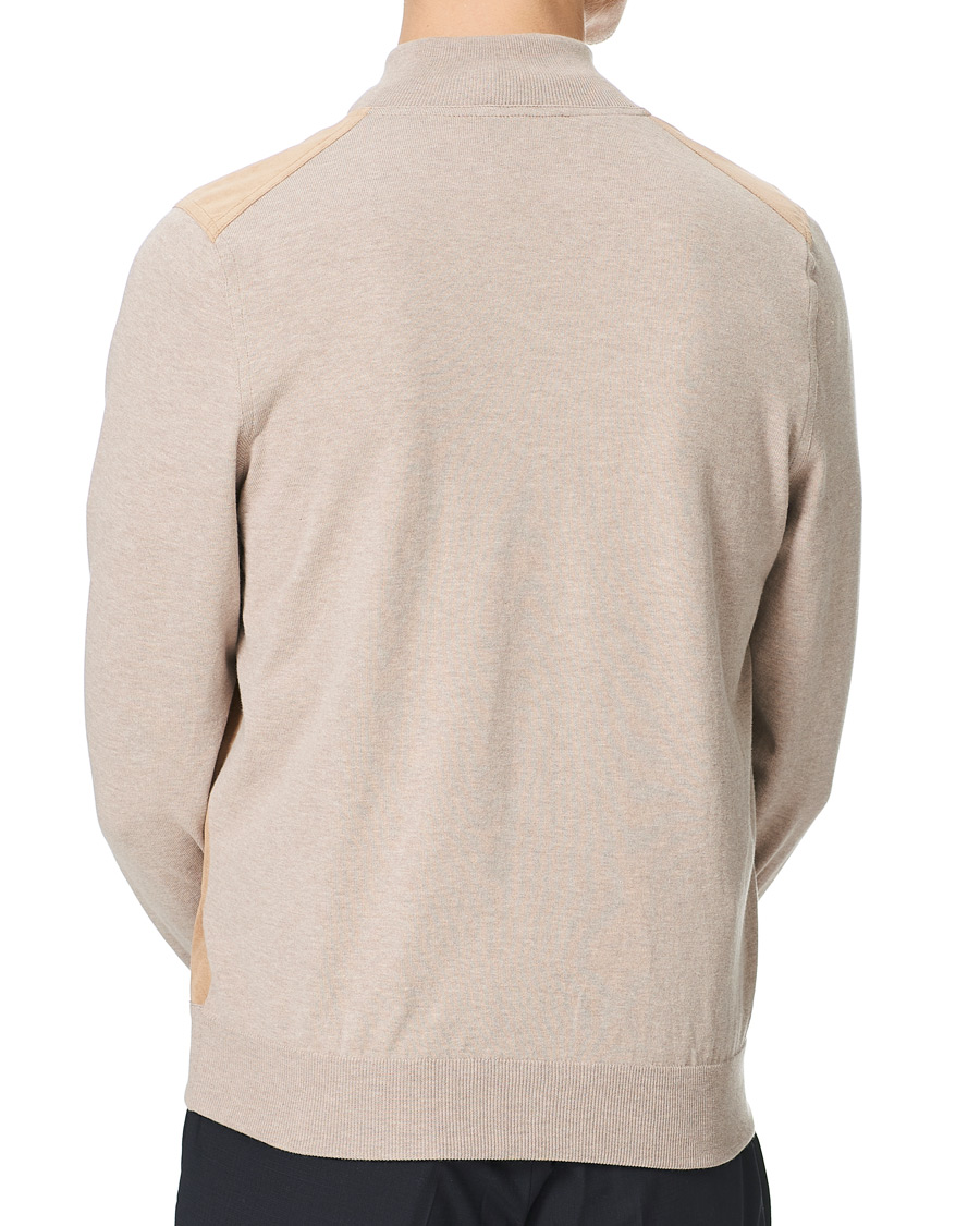 Herr | Tröjor | Gran Sasso | Knitted Cotton/Alcantara Full Zip Cream