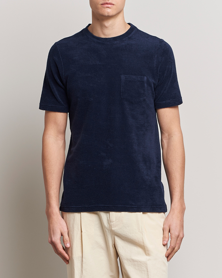 Herr | T-Shirts | Gran Sasso | Cotton Terry Tee Navy