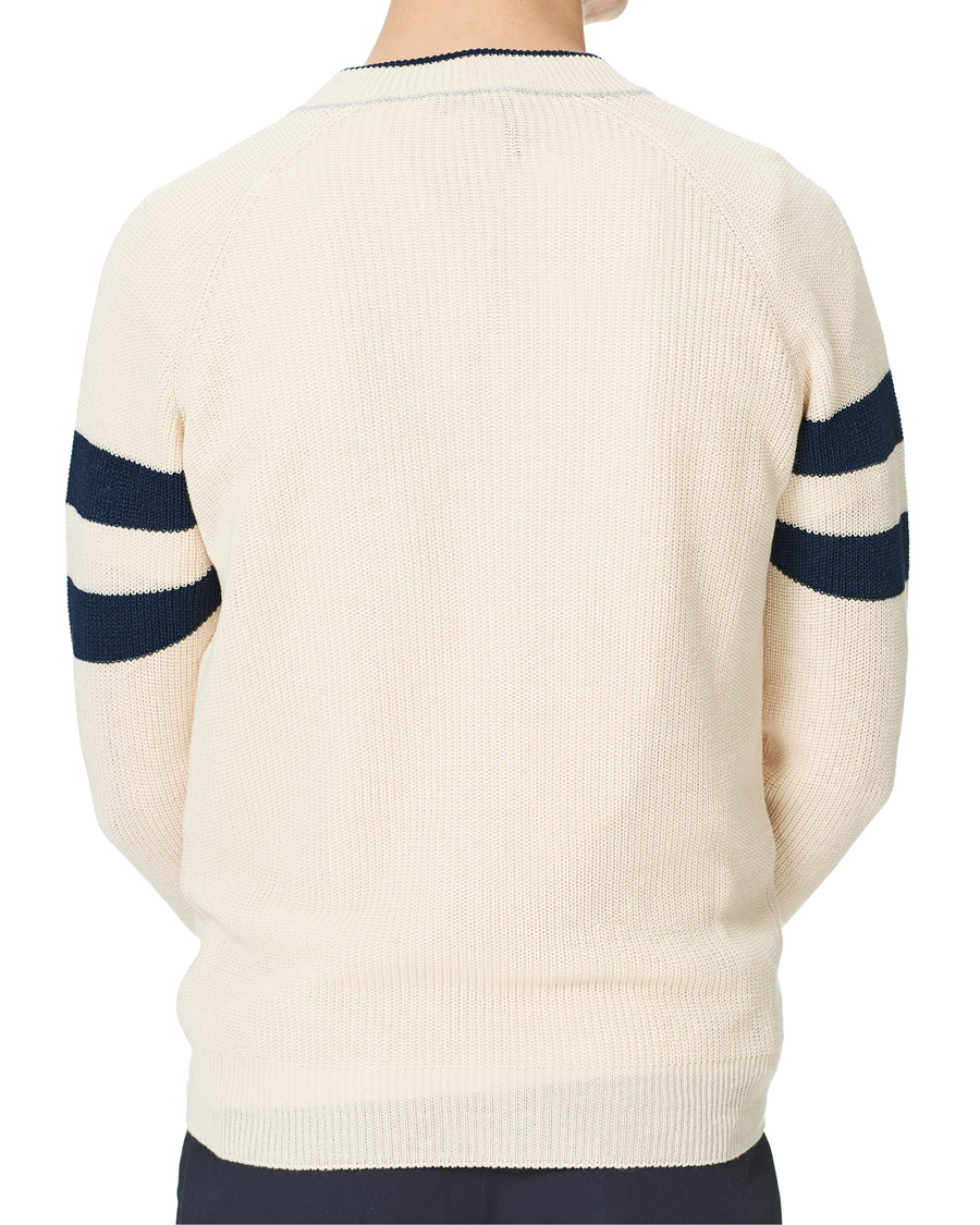 Herr | Tröjor | Gran Sasso | Linen/Cotton Cricket V-Neck Sweater White