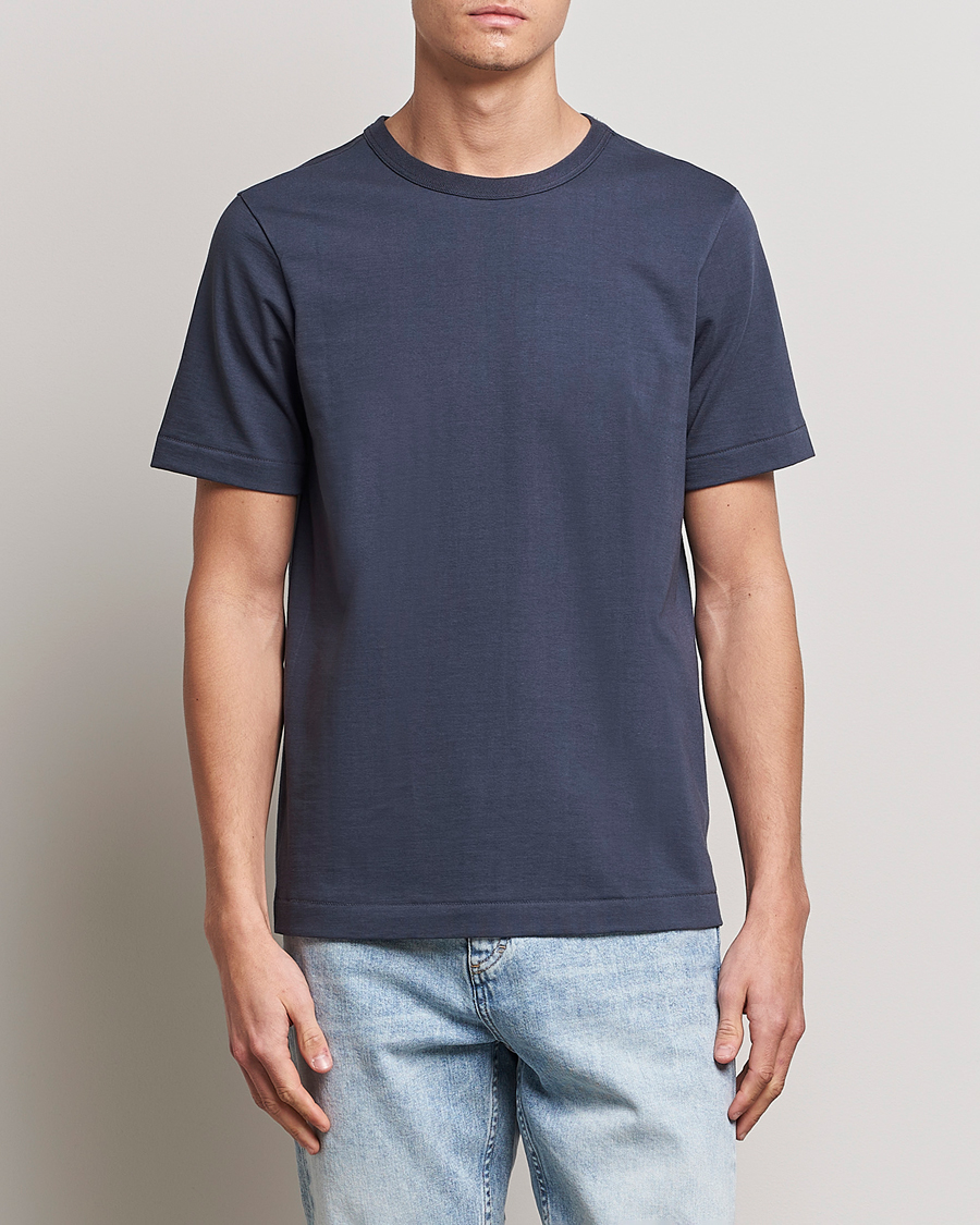 Herr | T-Shirts | Merz b. Schwanen | Relaxed Loopwheeled Sturdy Tee Navy