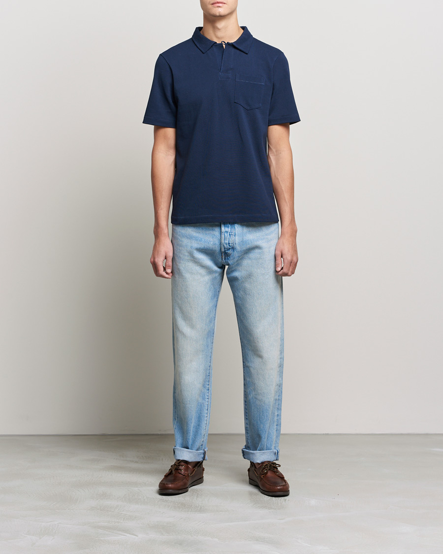 Herr | Pikéer | Merz b. Schwanen | Organic Cotton Washed Polo Ink Blue