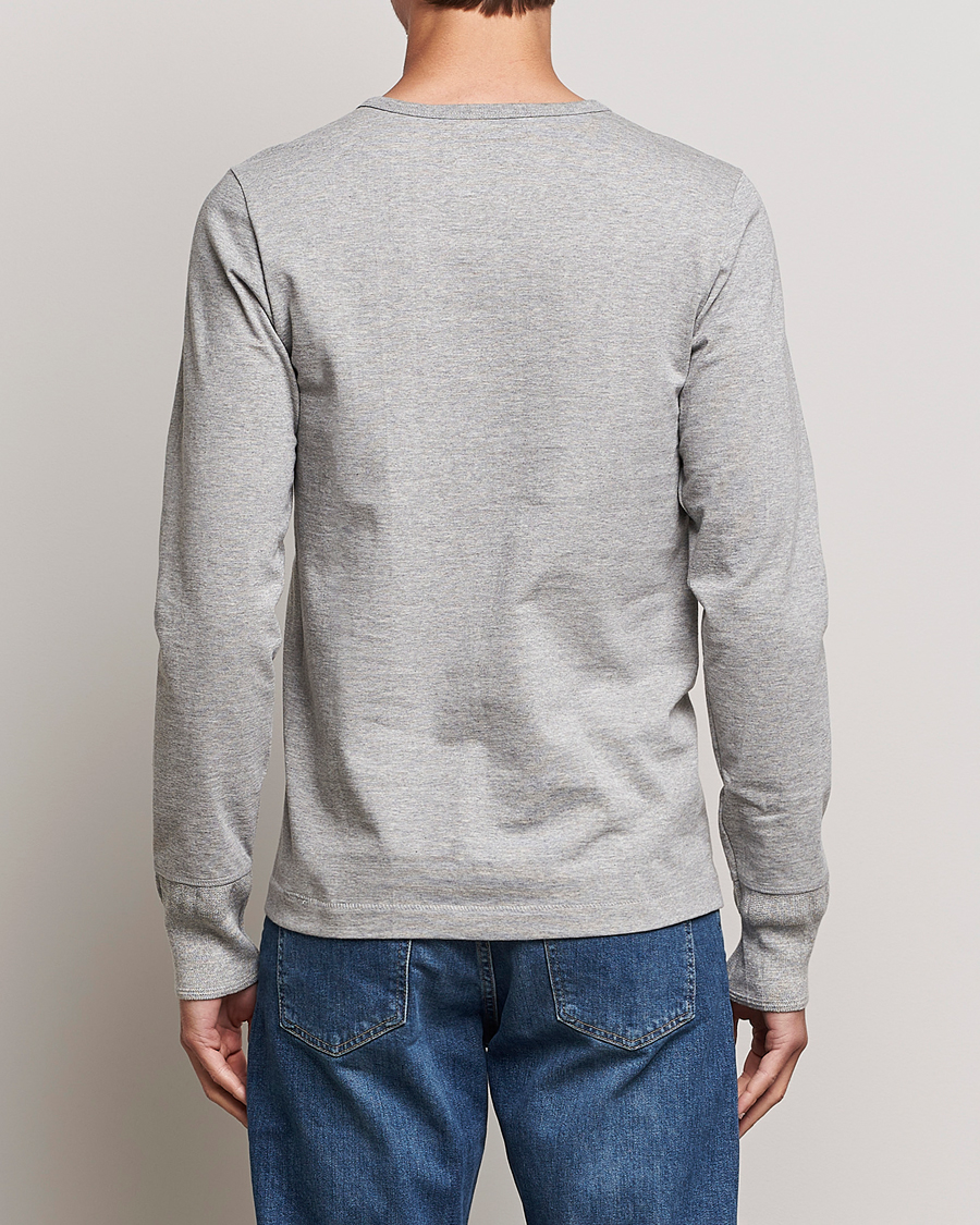 Herr | T-Shirts | Merz b. Schwanen | Classic Organic Cotton Henley Sweater Grey Mel