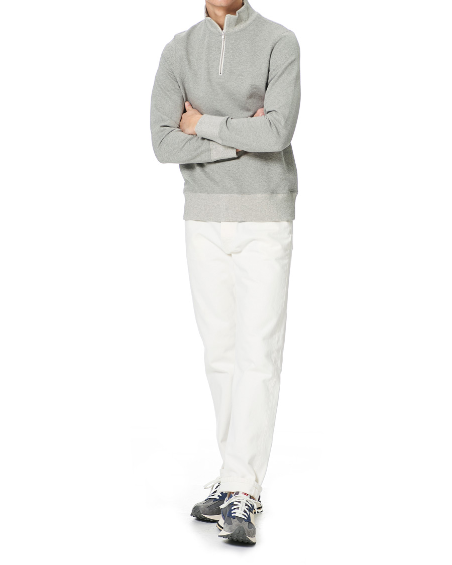 Herr | Tröjor | Merz b. Schwanen | Organic Cotton Half Zip Sweat Grey Mel
