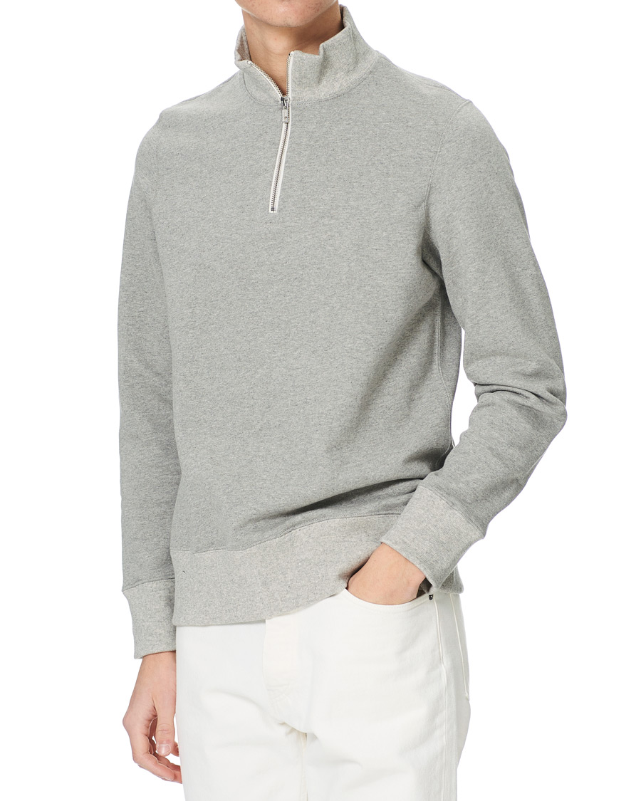 Herr | Tröjor | Merz b. Schwanen | Organic Cotton Half Zip Sweat Grey Mel