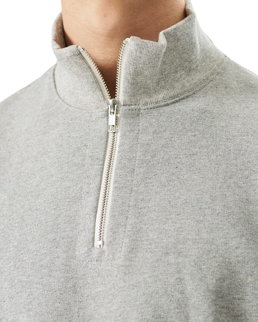 Herr | Tröjor | Merz b. Schwanen | Organic Cotton Half Zip Sweat Grey Mel