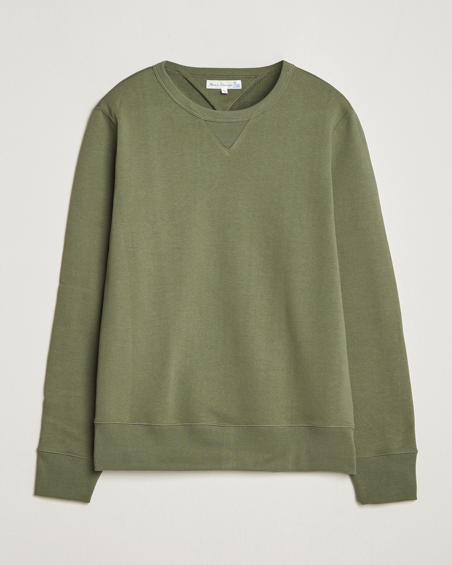 Herr | Tröjor | Merz b. Schwanen | Organic Cotton Crew Neck Sweat Army